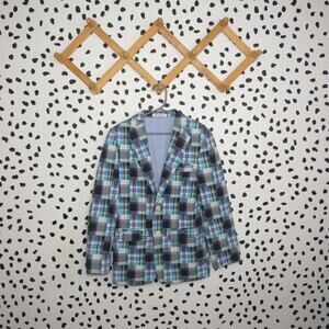 Izod Blue Plaid Checkered Cotton Boys Blazer